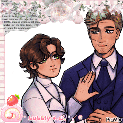 a cartoon of a man and a woman with the words bubbly 4 u on the bottom right