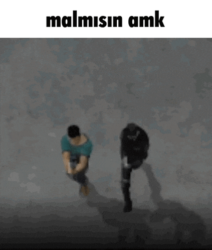 a blurry picture of two people walking down a street with the words `` malmisin amk '' on the bottom .