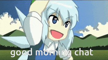 a cartoon of a girl with the words good morning chat