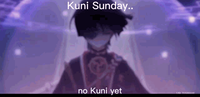 a silhouette of a person with the words kuni sunday no kuni yet written on the bottom .