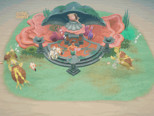 a video game called coral island is being played with turtles and fish
