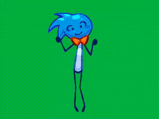 a pixel art drawing of a stick figure wearing a bow tie