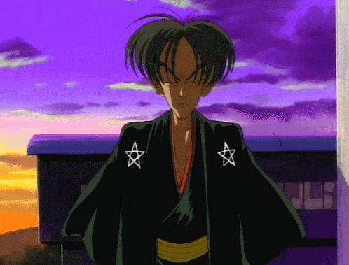 a man in a kimono with a white star on his chest