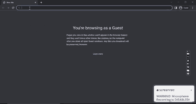 a computer screen that says you 're browsing as a guest on it
