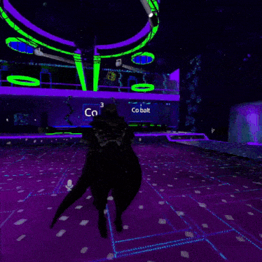 a computer generated image of a person dancing in front of a sign that says co3