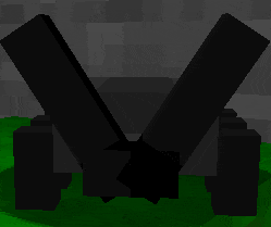 a black object is sitting on top of a green field in a video game .