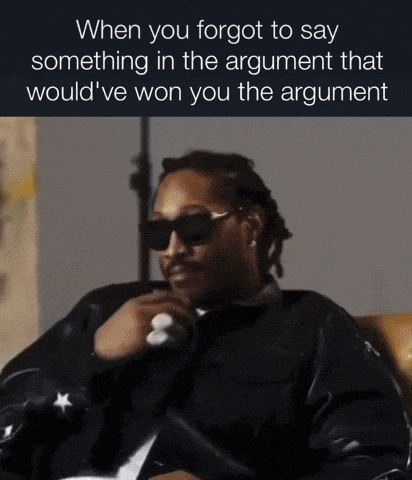 a man wearing sunglasses is sitting in a chair and says when you forgot to say something in the argument