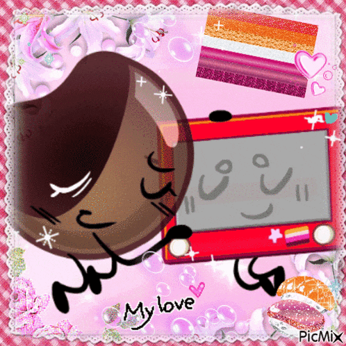 a picture of a cartoon character with the words " my love " written on the bottom