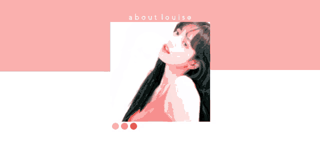 a woman in a red tank top is sitting on the floor with the words about louise above her