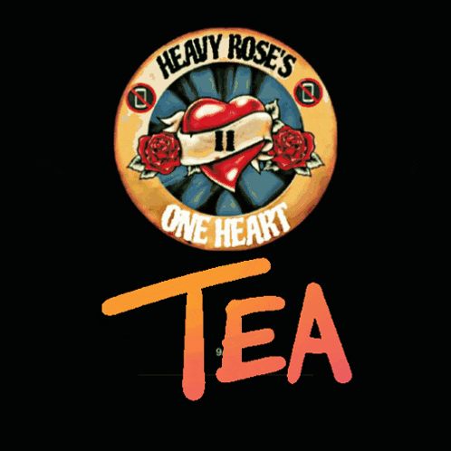 heavy rose 's one heart tea logo with a heart and roses