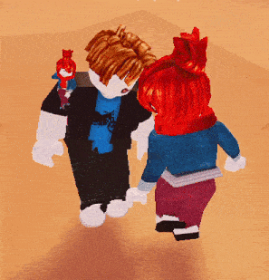 a boy and a girl are standing next to each other holding hands