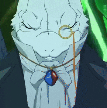 a cartoon character with glasses and a necklace