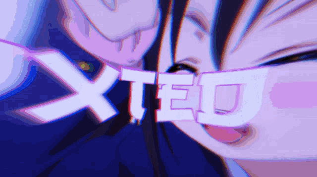 a close up of a person 's face with the word xted written over it