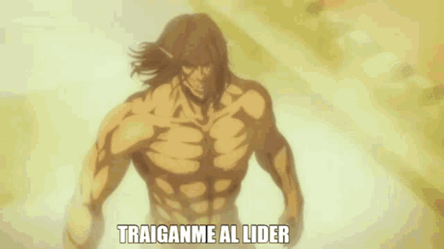 a cartoon of a man with the words " traiganme al lider " written on it