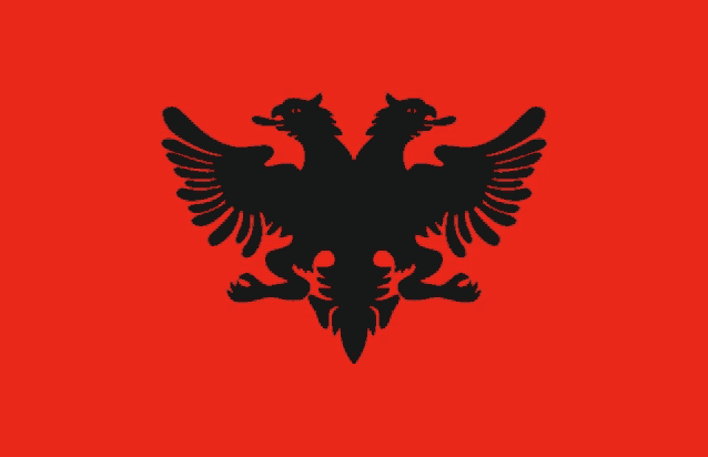 the flag of albania has a black eagle on a red background
