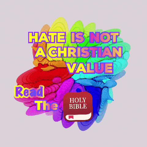 a rainbow brain with the words hate is not a christian value read the holy bible