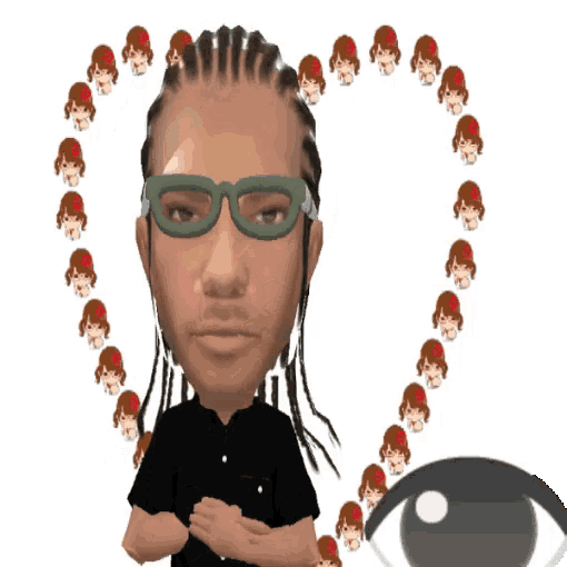 a cartoon of a man with dreadlocks and glasses
