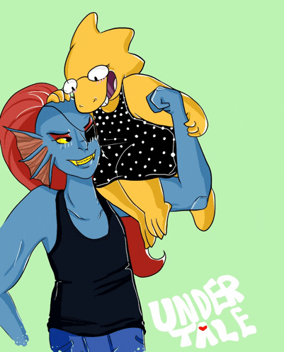 a drawing of a man carrying a cartoon character with the words undertale written on the bottom