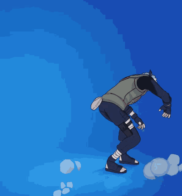 a cartoon character is standing on a cloud in the sky