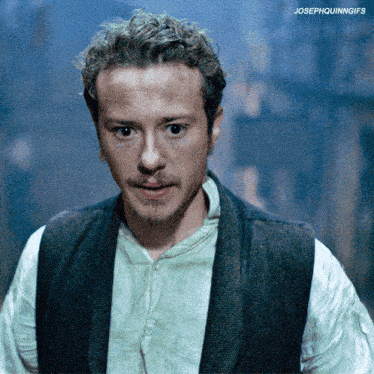 a close up of a man 's face with the words josephquinngifs below it