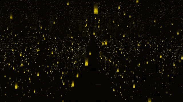 a black background with lots of yellow lights