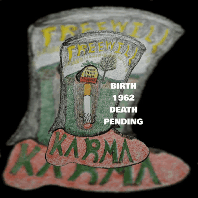 a drawing of a boot that says karma on it