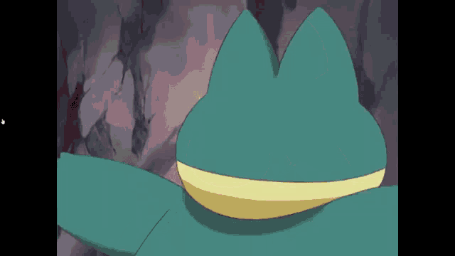 a cartoon frog with a yellow stripe around its neck