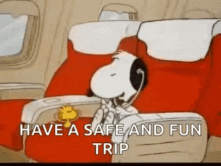 snoopy and woodstock are sitting on an airplane talking on the phone .