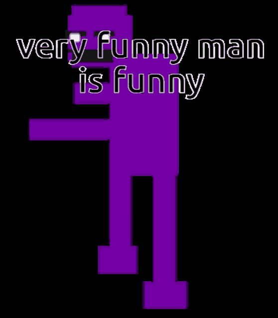 a very funny man is funny with a purple figure