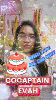 a birthday card for cocaptain evah with a cake