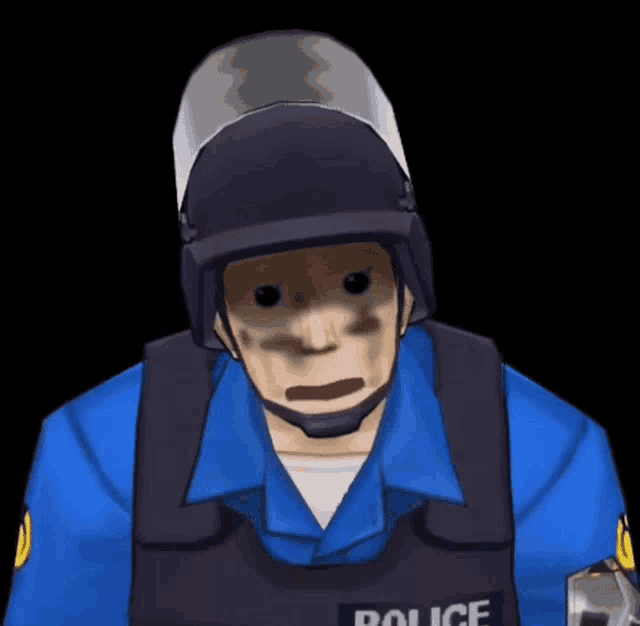 a police officer is wearing a helmet and a vest that says police