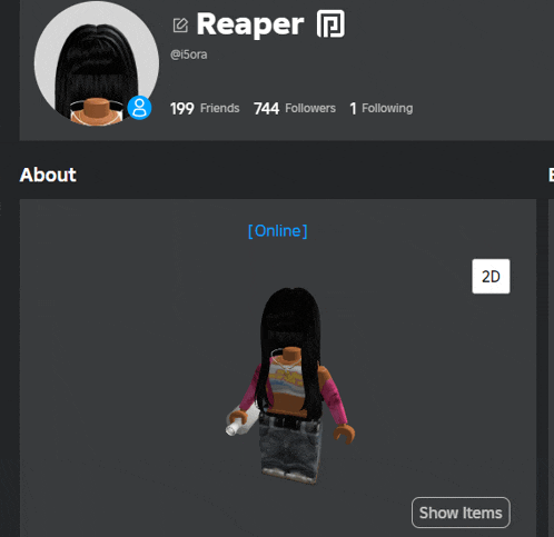 a screenshot of a person 's account with the name reaper