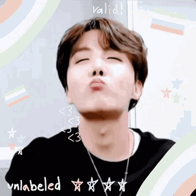 a boy with his eyes closed is making a funny face with the words valid vnlabeled above him