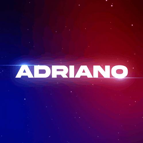 the name adriano is on a blue and red background