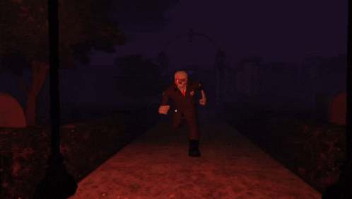 a skeleton in a suit and tie is kneeling next to another skeleton in a video game