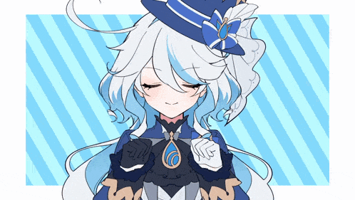 a drawing of a girl with white hair wearing a hat
