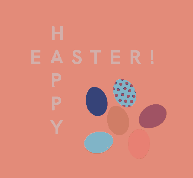 a pink background with easter eggs and the words " happy easter "