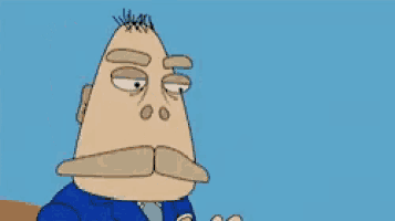 a cartoon of a man with a mustache wearing a blue jacket