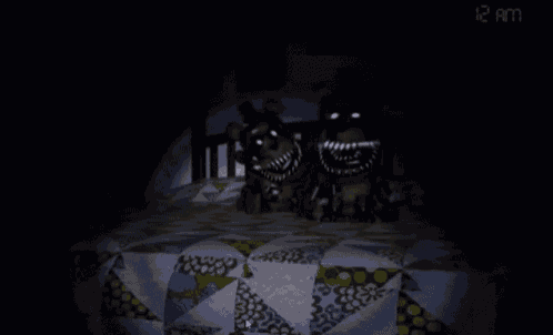 a teddy bear is sitting on a bed with a light shining on it