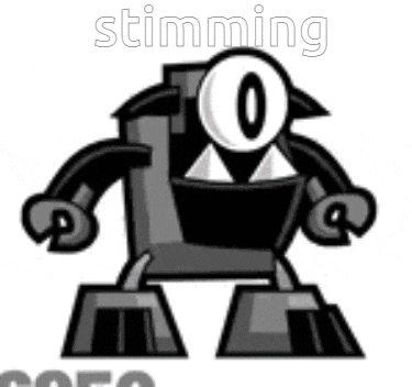 a black and white cartoon character with a big eye and the word stunning .