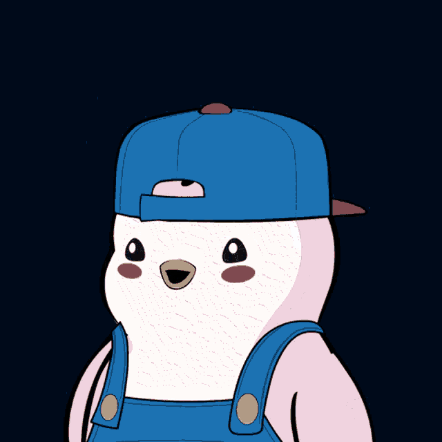a cartoon of a penguin holding a sign that says piggy penguins rock