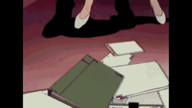 a cartoon of a woman standing on a man 's feet