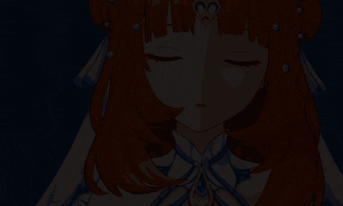 a close up of a girl with red hair and a heart shaped necklace on her head .
