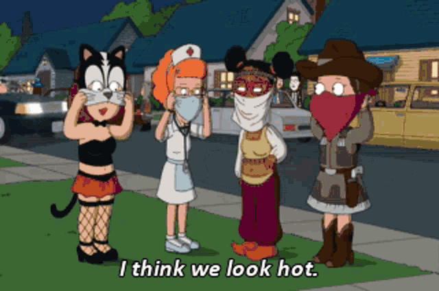 a cartoon says i think we look hot in the lower right corner