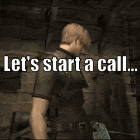 a video game character says let 's start a call while holding a box