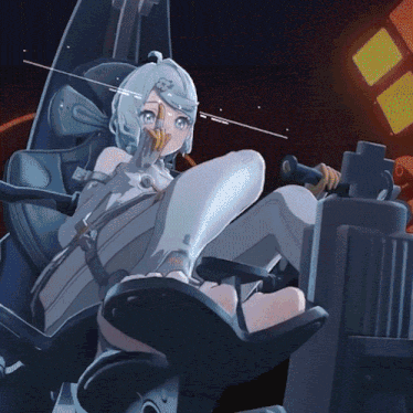 a girl in a white dress is sitting in a chair with her legs crossed