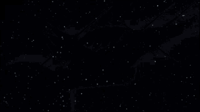 a black background with a few stars and a white object in the middle