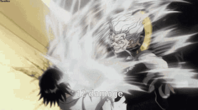 a cartoon character has 12 damage written on his chest