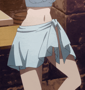 a drawing of a woman wearing a blue skirt and a blue top