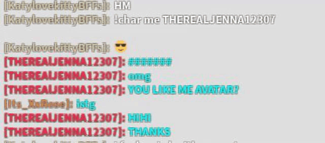 a screenshot of a chat with katy love kitty bffs